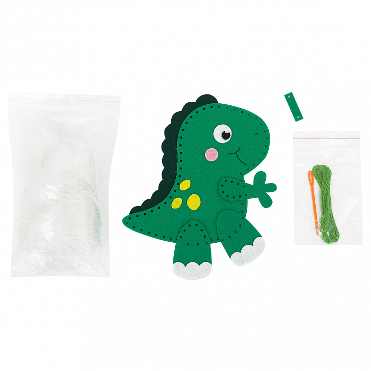Набор для шитья игрушки ТРИ СОВЫ "Динозаврик", пакет с европодвесом
